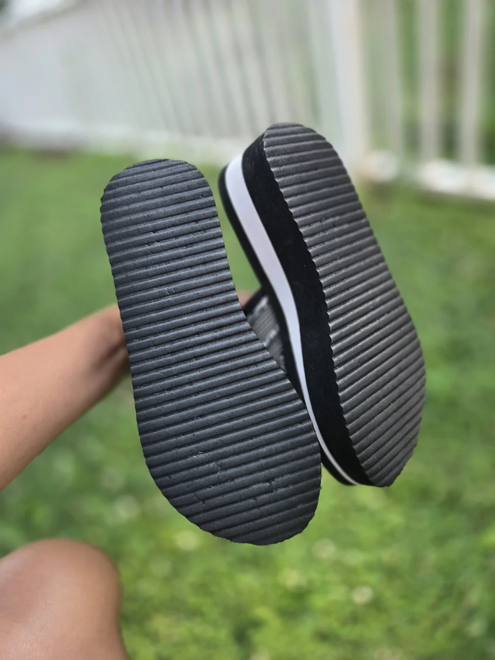 Rocket Dog Black and White Striped Platform Slide Sandals